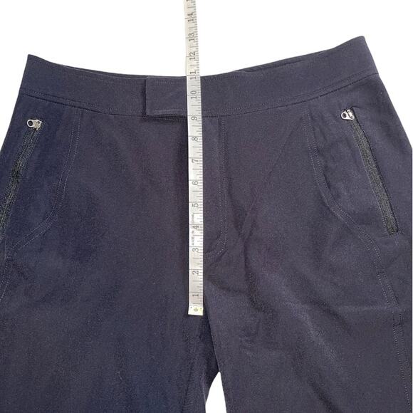 Athleta Casual Athletic Pants Jet Black with Faux Leather Trim Size 12 - Picture 11 of 12